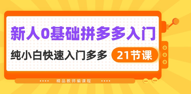 新人0基础拼多多入门，​纯小白快速入门多多-沐颜网创资源